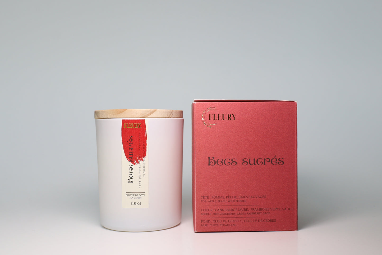 bougie parfumée soja Fleury Becs sucrés pomme canneberge clou de girofle ambiance fraîche