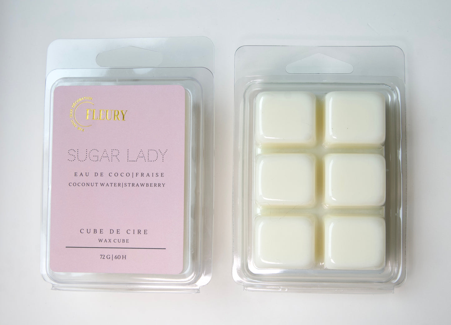 cube de cire parfumé Fleury sugar lady fraise lait de coco ambiance apaisante