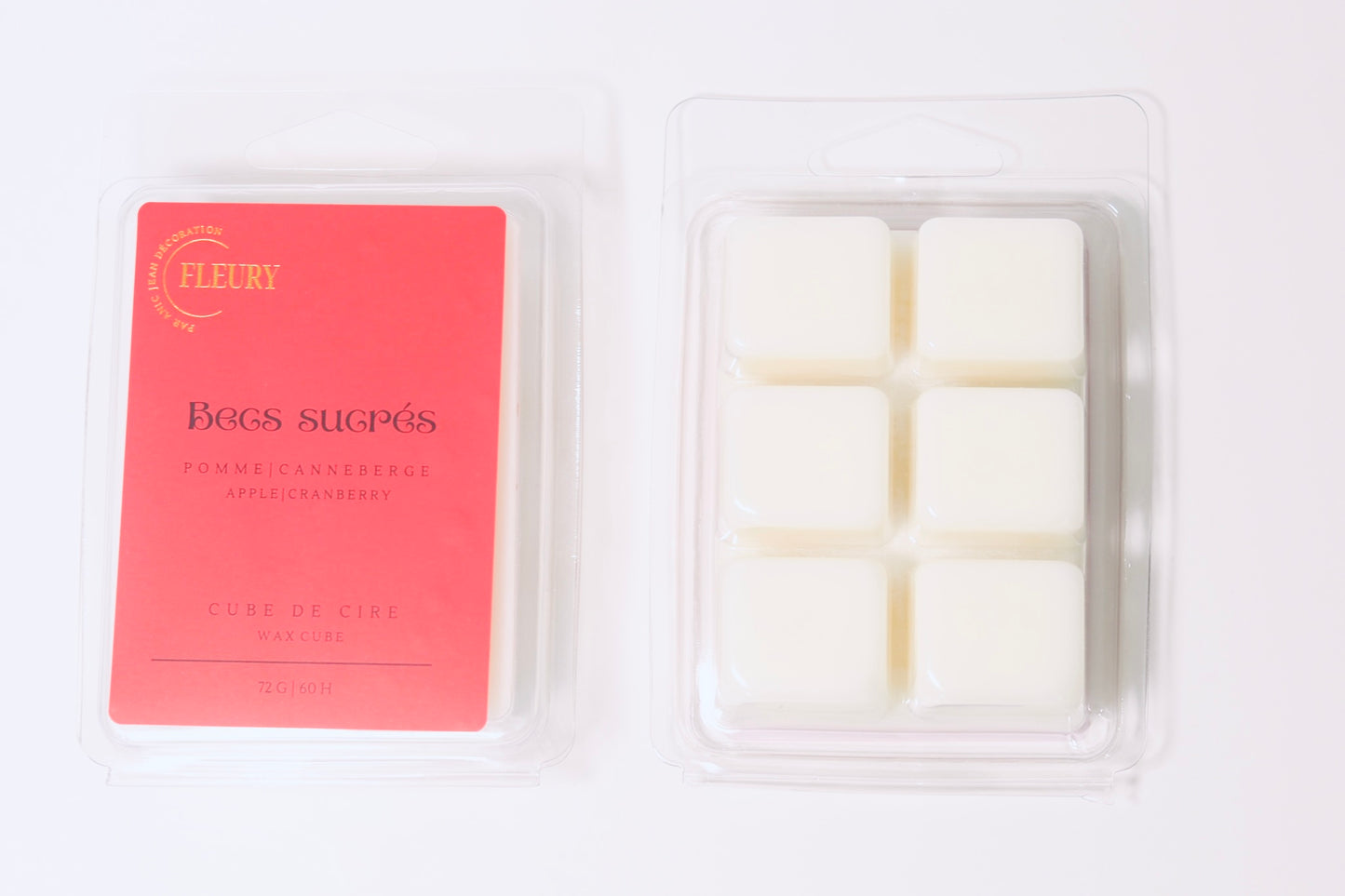 cube de cire parfumé Fleury becs sucrés pomme canneberge  ambiance sucré